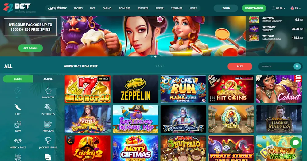 22Bet Slots Screenshot